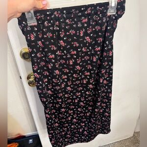 SHEIN Black Pencil Skirt with Red & Pink Floral Print
